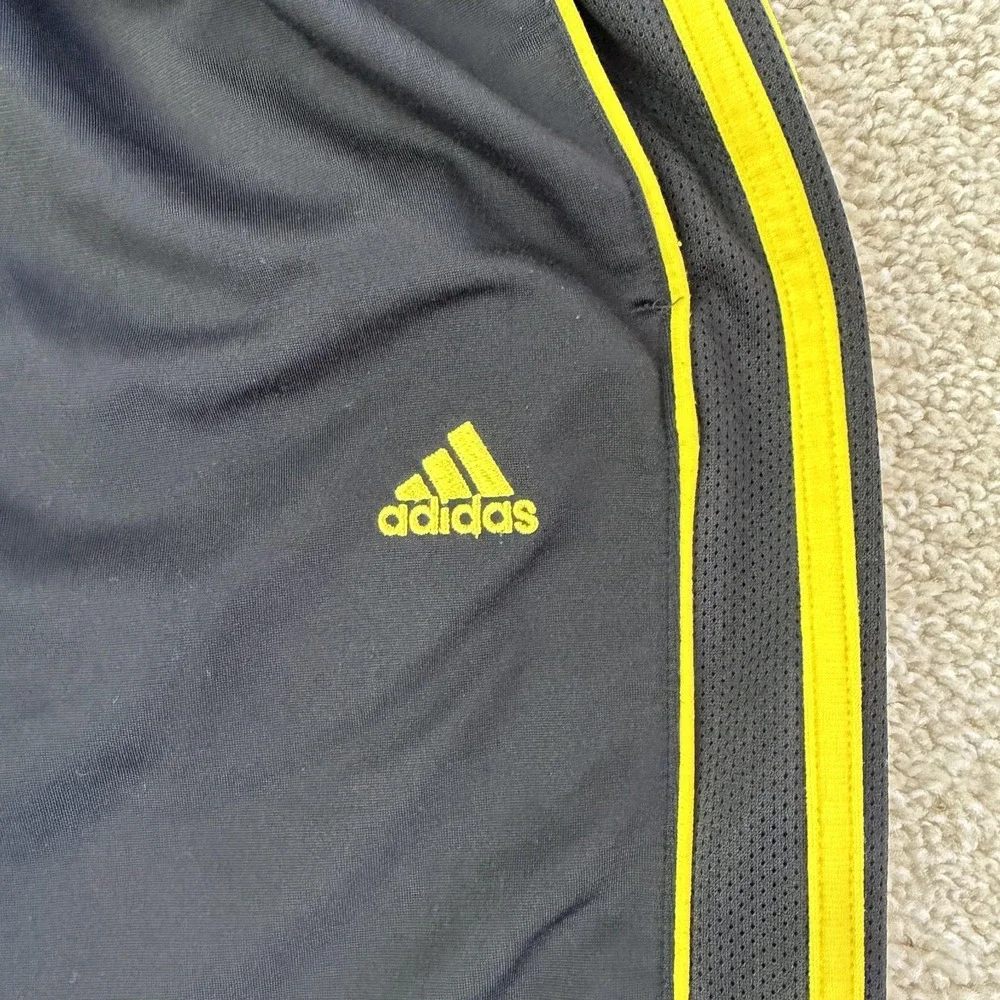 Adidas Track Pants Mens Large Black Knit Elastic Waist Side Stripe Soccer Gym